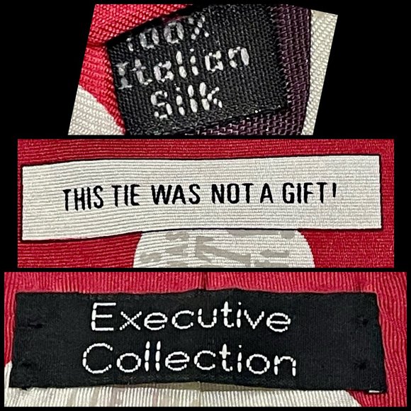 ▪️VTG▪️EXECUTIVE COLL▪️Polka Dot "This Tie Was Not A Gift" Silk Brocade Tie - Picture 4 of 4